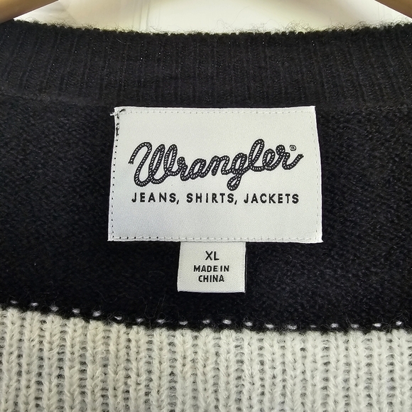 Wrangler Logo Cardigan Sweater Striped Balloon Sleeves Size XL - Picture 8 of 14